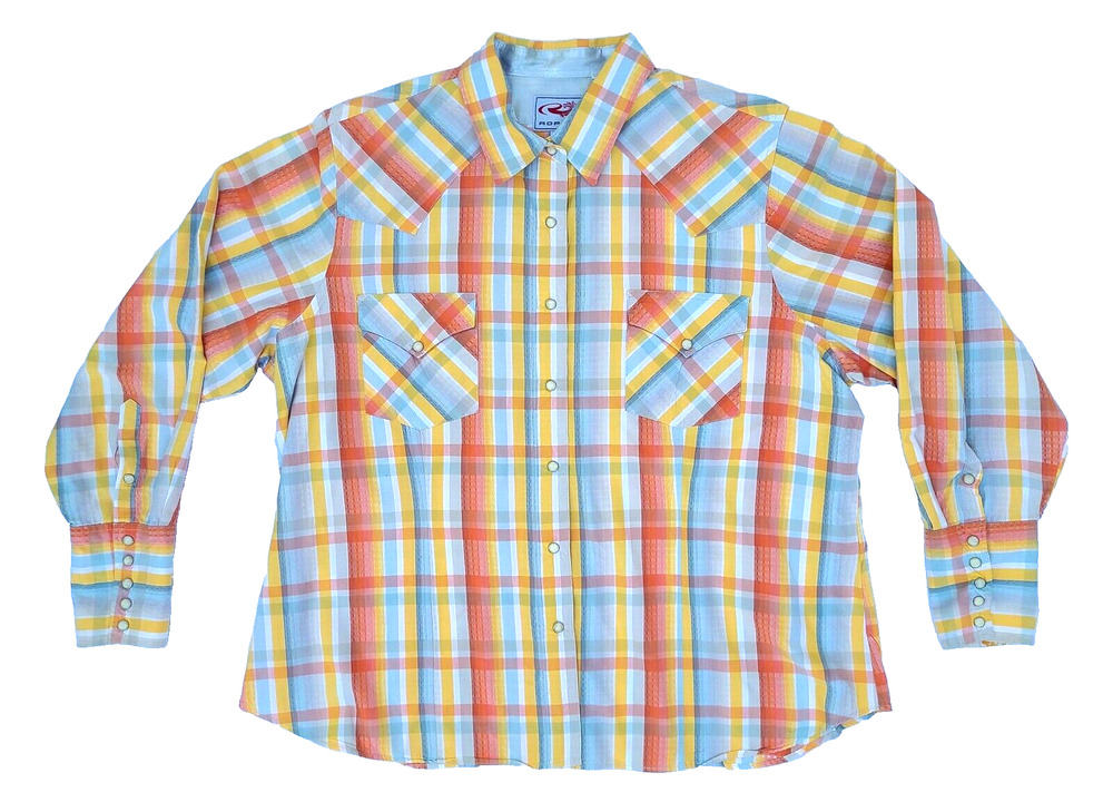 Roper Women's Long Sleeve Pearl Snap Multicolor Western Shirt Size 2X